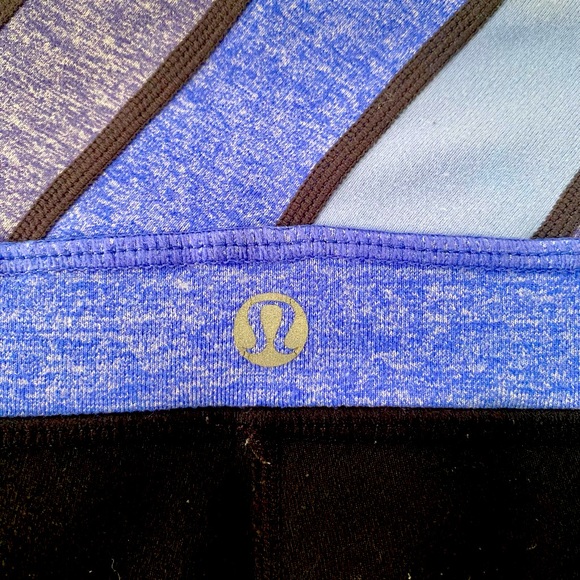 Lululemon Black with Blue Strip Reversible Flare Yoga Pants. - Picture 2 of 3